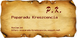 Poparadu Kreszcencia névjegykártya